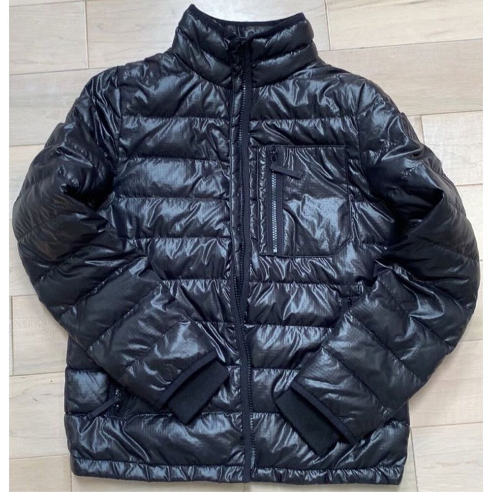 J. Crew packable puffer DOWN Shiny Black Coat Jacket sz XXS